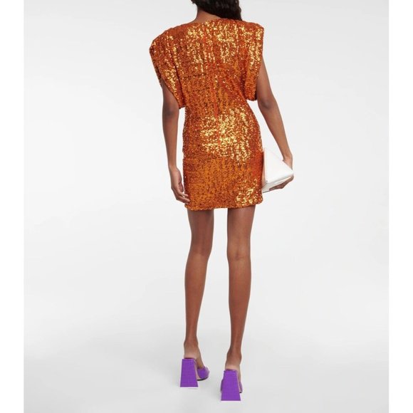 THE ATTICO Annie Mini Dress Orange Sequin - Picture 3 of 7
